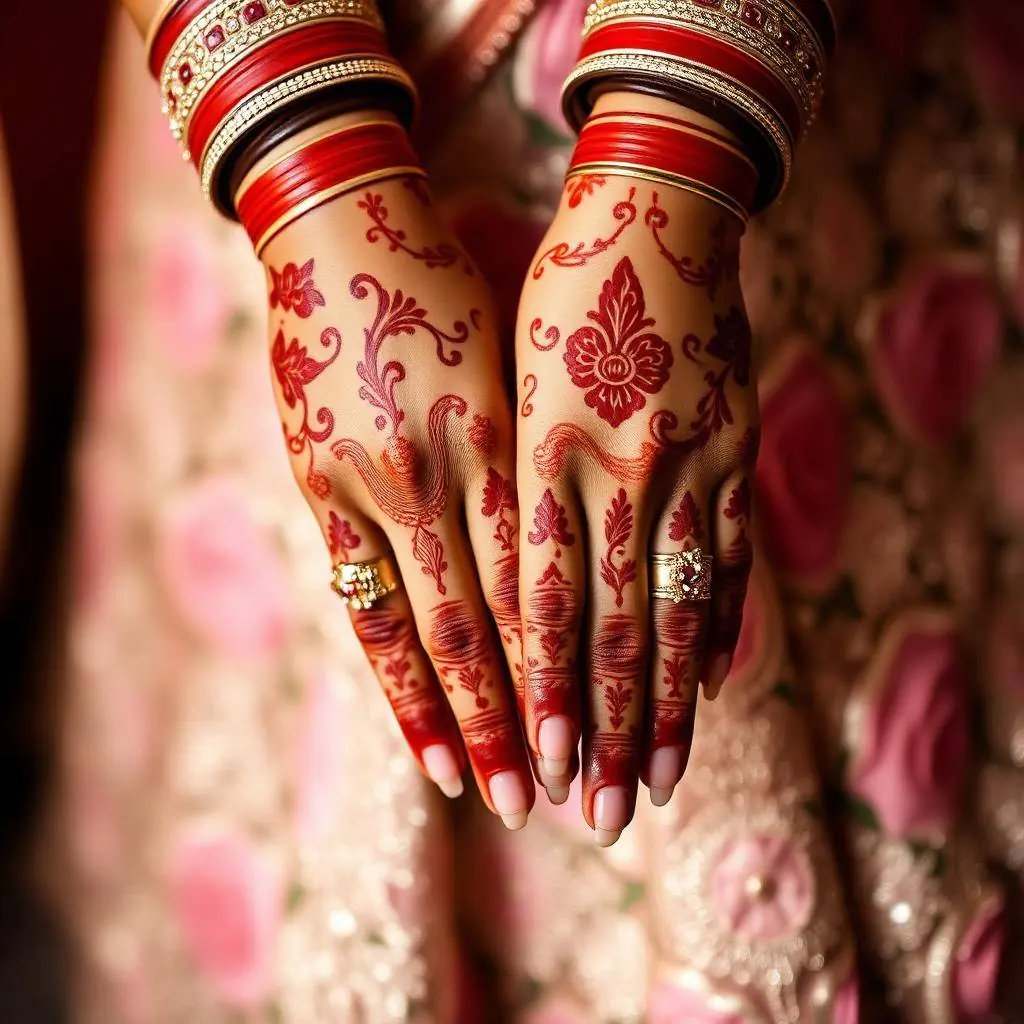 Bridal henna detail on hands