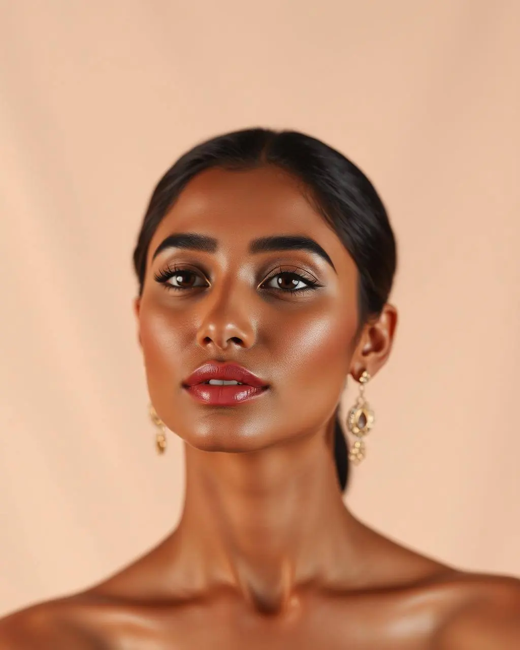 Soft glam makeup with luminous skin